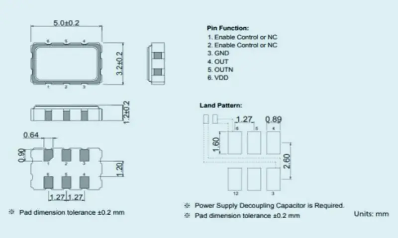 Differenziale del risuonatore in cristallo di quarzo uscita 5.0&times;3.2